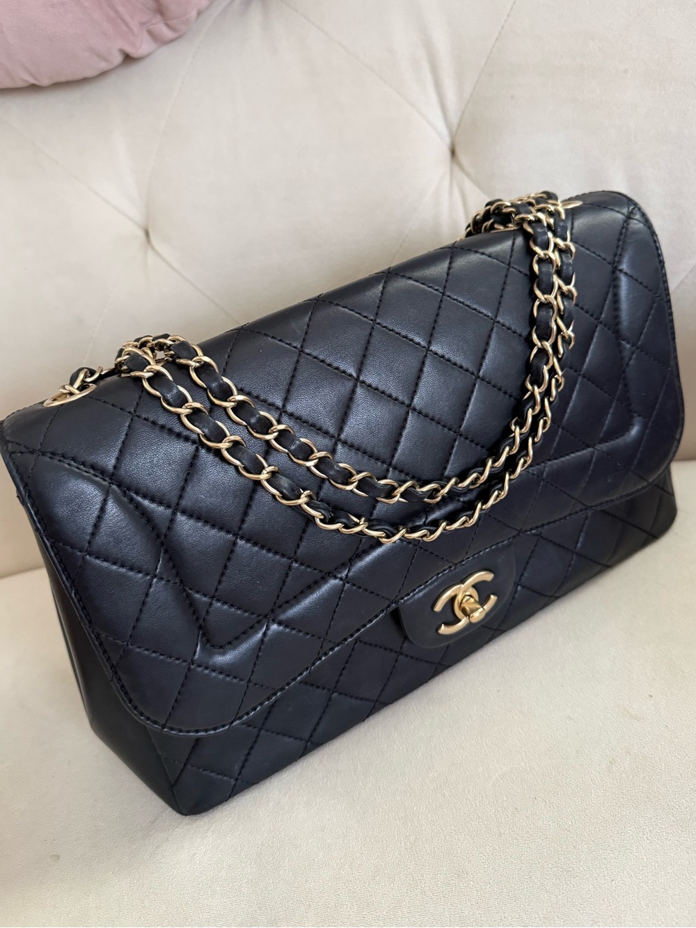 Chanel Quilted Lambskin Mademoiselle Chic Flap Jumbo Size Black Gold hardware - Picture 14 of 14